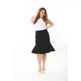 Şans Women's Plus Size Black Elastic Waist 8-Piece Lycra Skirt