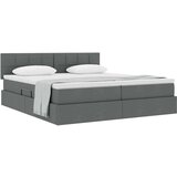  Krevet s od storage Tamno siva 200 x 200 cm Lažna koža - Tamno siva 200 x 200 cm Blok sa kvadratićima | shoptok.hr