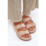 Boto Women's Sandals With Buckles And Decorative Stitching Beige Visley | Shoptok.si