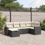 vidaXL 6-dijelni set vrtnih sofa s jastucima crni od poliratana | shoptok.hr