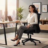 Modern Home ergonomska uredska stolica s okretnim mehanizmom i podesivom visinom – crna | shoptok.hr