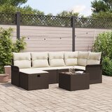 vidaXL 7-dijelni set vrtnih sofa s jastučićima smeđa poliester ratan Cijene