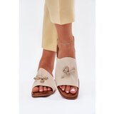 EVENTO Women's sandals on a flat heel with decorative tying beige Norela | ePonuda.com