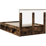  Okvir za krevet s uzglavljem Dimljeni hrast 135 x 190 cm | shoptok.hr
