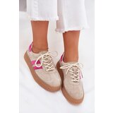 Boto Suede Women's Platform Sneakers Beige-Pink Cavira | shoptok.hr