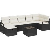 vidaXL 8-dijelni vrtni kauč set s jastučićima crni poly rattan, 2-sjedalni vrtni kauč s jastučićima crni poly rattan | shoptok.hr