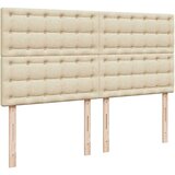 vidaXL Otomanski posteljni okvir z vzmetnico krem 160x200 cm blago, (21653419) | Shoptok.si