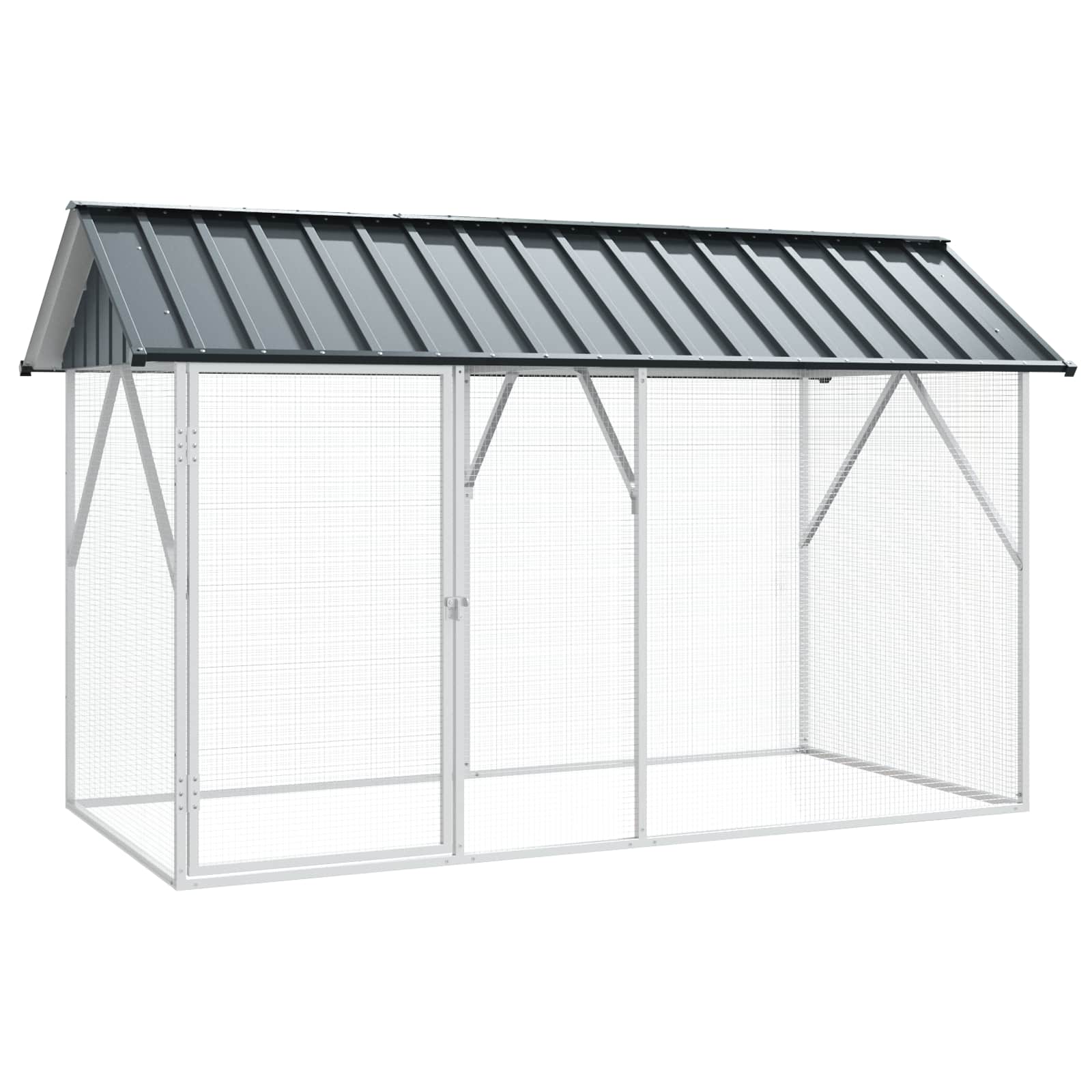 Ptičnik Antracit 227 x 112 x 141 cm Cinkana jeklena - - Antracit - 28.65 - 227 x 112 x 141 cm - 2025-vidaXL-TOPSELLER