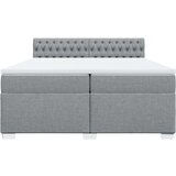 vidaXL Box spring postelja z vzmetnico svetlo siva 200x200 cm blago | Shoptok.si