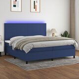 Maison Chic Box spring postelja - Vzmetna postelja z vzmetnico LED modra 200x200 cm blago SL15837, (21896016) | Shoptok.si