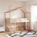  Krevet na kat s ljestvama i krovom 90x190 cm od borovine | shoptok.hr