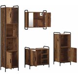  Set ormarića za kupaonicu 4 kom. Staro drvo 40 x 36 x 181 cm - Staro drvo Kupaonski ormarić (1 vrata i 1 polica) + viseći ormari | shoptok.hr