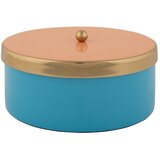 PT LIVING Plava dekorativna metalna kutija za pohranu ø 16x6 cm Double Funky – u