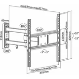 Zidni zglobni nosač za TV 32-55" crne boje sa tiltom do 35kg VESA MAX 400x400 LPA52-443