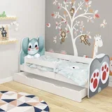 Dječji krevet Animals, bočna bijela + ladica 160x80 cm - 01 Zeko