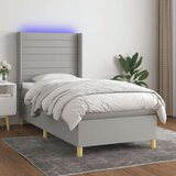  Krevet box spring s madracem LED svjetlosivi 80x200 cm tkanina Cijene