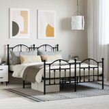 Maison Chic Kovinski Posteljni okvir - Dvoposteljna postelja - Zakonska postelja z vzglavjem in vznožjem črn 140x190 cm, (21696200) | Shoptok.si