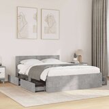 vidaXL Posteljni okvir z vzglavjem betonsko siv 120x200 cm inž. les | Shoptok.si