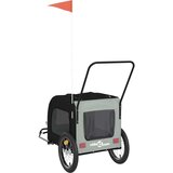 Prikolica za bicikl za pse crno-siva od tkanine i željeza | shoptok.hr