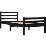  Posteljni okvir črn iz trdnega lesa 90x200 cm, (20601654) | Shoptok.si