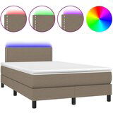 vidaXL Box spring postelja z vzmetnico LED taupe 120x190 cm blago, (21111568) | Shoptok.si