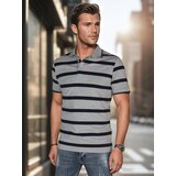 DStreet Koszulka męska polo w paski jasnoszara | Shoptok.si