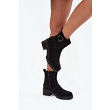 Boto Insulated Women's Ankle Boots Low Heel Block with Buckle Black Helvina | shoptok.hr