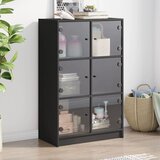  The Living Store Visoka omara z vrati črna 68x37x109 cm inženirski les - Komoda, (21498669) Cene
