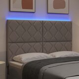  LED glava kreveta Sivo-smeđa tkanina - Sivo-smeđa 144 cm Visoki uzglavlje | shoptok.hr