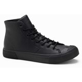 Ombre men's high-top sneakers with rubber toe - black