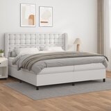 The Living Store Box spring postelja z vzmetnico bela 200x200 cm umetno usnje - Box Spring Postelja, (21520790) Cene