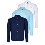 Dewberry TRIPLE SET G674 MENS SHIRT-BLACK-WHITE-CYAN Cijene