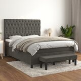 vidaXL Box spring posteljni z vzmetnico temno siv 140x190 cm žamet Cene