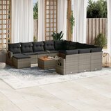 vidaXL 13-dijelni set vrtnih sofa od poliratana s jastucima sivi | shoptok.hr