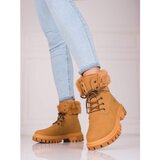 SHELOVET Brown women's trappers with Fur Cene