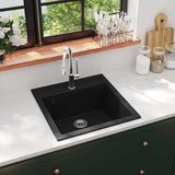 vidaXL enojno kuhinjsko pomivalno korito iz granita črno | Shoptok.si
