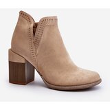 PM1 Ankle Boots on Chunky Heel with Cutout Light Beige Jolnima Cene