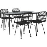  5-dijelni vrtni blagovaonski set od poliratana crni | shoptok.hr