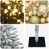  Umjetno božićno drvce s kuglicom 120 cm 150 LED lampica - Zelena i bijela 120 cm s LED-ima i ružičastim lopticama | shoptok.hr