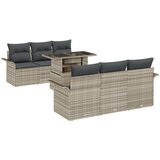 vidaXL 7-delni vrtni kavč set z blazinami svetlo sivo poli ratan, (22092129) | Shoptok.si