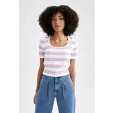 Defacto Slim Fit Striped Round Neck Short Sleeve Knitwear T-Shirt Cene