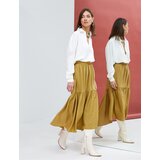Koton Midi Skirt with Ruffles, Textured Asymmetrical Cut Cene