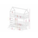 Molarem Home Drveni dječji krevet na kat Dalia s tri kreveta i ladicom - svijetlo drvo - 200x90 cm - Bez madraca | shoptok.hr