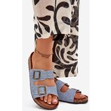 EVENTO Women's Slippers On Cork Platform With Buckles Light Denim Vesina | shoptok.hr