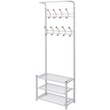 vidaXL stojalo za Oblačila s Prostorom za Čevlje 68x32x182,5 cm Belo | Shoptok.si