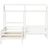  Set kreveta i klupe s krovom bijeli 80 x 200 cm borovina | shoptok.hr