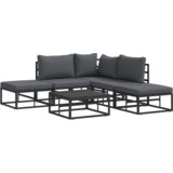 vidaXL Sjedeća garnitura za vrt 6 pcs Crna 70 x 70 x 32 cm Aluminij | shoptok.hr