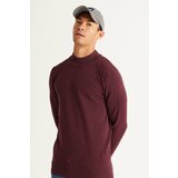 AC&Co / Altınyıldız Classics Men's Burgundy Recycle Standard Fit Half Turtleneck Cotton Patterned Knitwear Sweater Cene