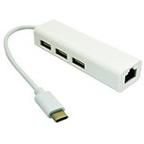 E-green USB 3.1 tip C HUB (3 port USB 2.0 + 1port fast ethernet) | Eponuda.com