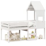  Visoki krevet s krovom bijeli 75 x 190 cm od masivne borovine | shoptok.hr